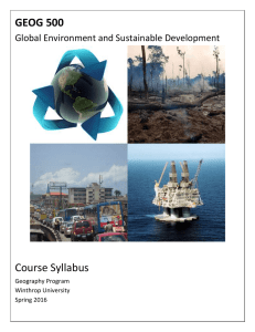GEOG 500  Course Syllabus Global Environment and Sustainable Development