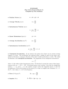 SUMMARY Phys 2113 (General Physics I) Compiled by Prof. Erickson x