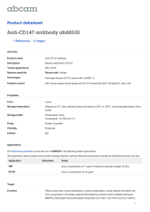 Anti-CD147 antibody ab88530 Product datasheet 1 References 3 Images