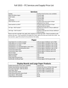 Fall 2015 - ITC Services and Supply Price List Services