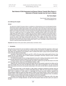 Best Interest of Child Assessment and Spouse Violence Towards Other... Determent of Parental Custody from the Court in Albania