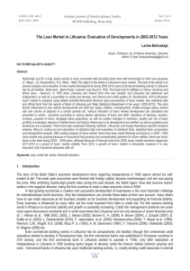 The Loan Market in Lithuania: Evaluation of Developments in 2002-2012... Academic Journal of Interdisciplinary Studies MCSER Publishing, Rome-Italy Larisa Belinskaja