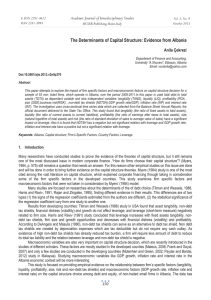 The Determinants of Capital Structure: Evidence from Albania Anila Çekrezi E-ISSN 2281-4612