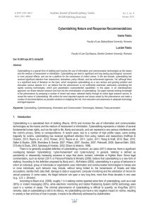 Cyberstalking Nature and Response Recommendations Academic Journal of Interdisciplinary Studies Ioana Vasiu