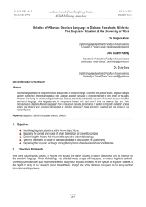 Relation of Albanian Standard Language to Dialects, Sociolects, Idiolects: