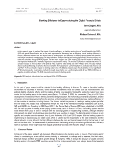 Banking Efficiency in Kosovo during the Global Financial Crisis