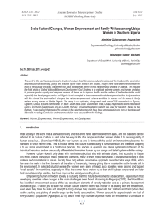 Socio-Cultural Changes, Women Empowerment and Family Welfare among Ubiaja