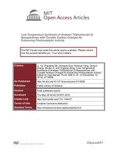 Low-Temperature Synthesis of Anatase TiO[subscript 2] Enhancing Photocatalytic Activity