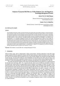 Analysis of Corporate Web Sites as a Public Relations Tool,... Knowledge Management Process