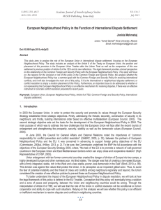 European Neighbourhood Policy in the Function of International Dispute Settlement
