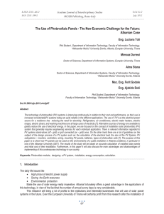 The Use of Photovoltaic Panels - The New Economic Challenge... Albanian Case Academic Journal of Interdisciplinary Studies MCSER Publishing, Rome-Italy