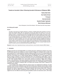 Towards an Innovation Culture: Enhancing Innovative Performance of Malaysian SMEs