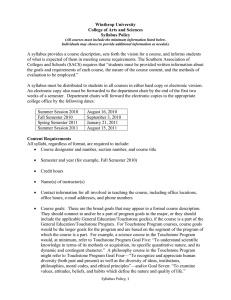 Winthrop University College of Arts and Sciences Syllabus Policy
