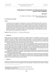 The Management of Credit Risk in the Banking System during... Period of 5 Years  (2009-2014) Academic Journal of Interdisciplinary Studies