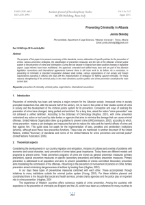 Preventing Criminality in Albania Academic Journal of Interdisciplinary Studies MCSER Publishing, Rome-Italy