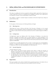 3.   MPhil, MPhil/PhD and PhD RESEARCH SUPERVISION  3.1 Introduction