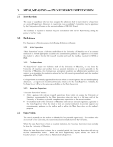 3.   MPhil, MPhil/PhD and PhD RESEARCH SUPERVISION  3.1 Introduction