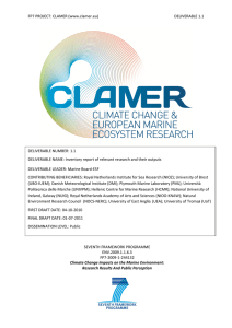 FP7 PROJECT: CLAMER (www.clamer.eu)    DELIVERABLE 1.1  DELIVERABLE NUMBER: 1.1 