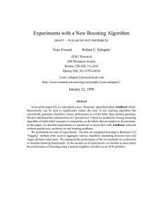 Experiments with a New Boosting Algorithm Yoav Freund Robert E. Schapire