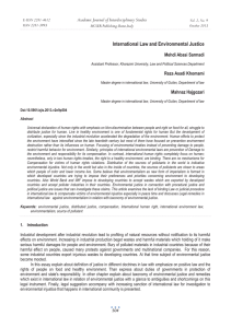 International Law and Environmental Justice Academic Journal of Interdisciplinary Studies