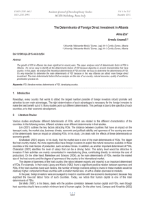 The Determinants of Foreign Direct Investment in Albania MCSER Publishing, Rome-Italy