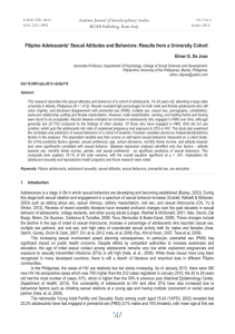 Filipino Adolescents’ Sexual Attitudes and Behaviors: Results from a University... Academic Journal of Interdisciplinary Studies MCSER Publishing, Rome-Italy Elmer G. De Jose