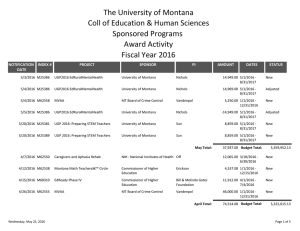 The University of Montana Coll of Education &amp; Human Sciences Sponsored Programs