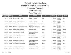 The University of Montana College of Forestry &amp; Conservation Sponsored Programs Award Activity