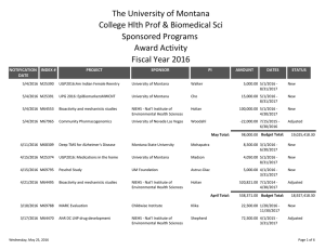 The University of Montana College Hlth Prof &amp; Biomedical Sci Sponsored Programs