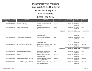 The University of Montana Rural Institute on Disabilities Sponsored Programs Award Activity