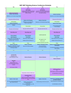 NSF 2007 Debating Science Conference Schedule
