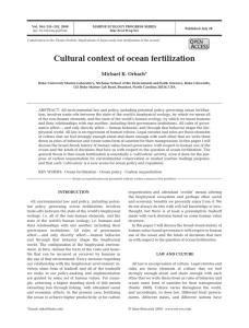 Cultural context of ocean fertilization O A PEN