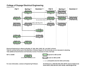 College of Dupage Electrical Engineering Summer 1 Fall 2 Summer 2