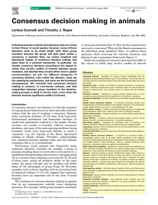 Consensus decision making in animals Larissa Conradt and Timothy J. Roper