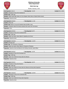 Daily Case Log Winthrop University Police Department