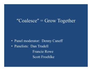 “Coalesce” = Grow Together • Panel moderator:  Denny Caneff Francie Rowe