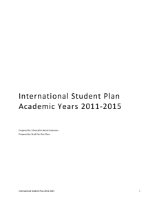 International Student Plan Academic Years 2011-2015