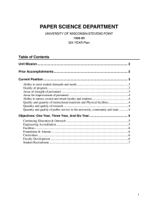 PAPER SCIENCE DEPARTMENT Table of Contents