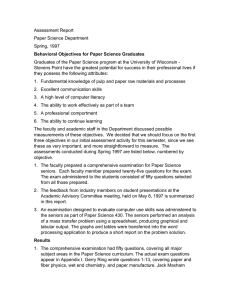 Assessment Report Paper Science Department Spring, 1997