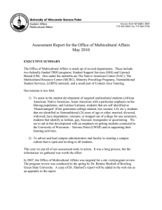 Assessment Report for the Office of Multicultural Affairs May 2010