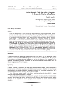 Lexical-Semantic Fields Due to Word-Formation in Synonymic Adverbs; Affixes Fields Manjola Zaçellari