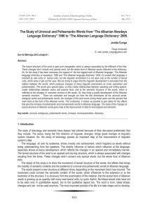 The Study of Univocal and Polisemantic Words from “The Albanian... Language Dictionary” 2006 Jonida Cungu