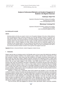 Analysis of Achievement Motivation and Academic Engagement of MCSER Publishing, Rome-Italy