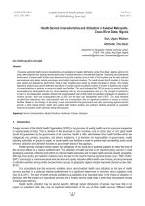 Health Service Characteristics and Utilization in Calabar Metropolis, MCSER Publishing, Rome-Italy