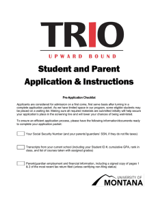 Student and Parent Application &amp; Instructions Pre-Application Checklist