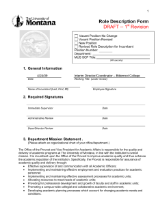 Role Description Form DRAFT -- 1 Revision