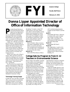 FYI P Donna Lipper Appointed Director of Office of Information Technology