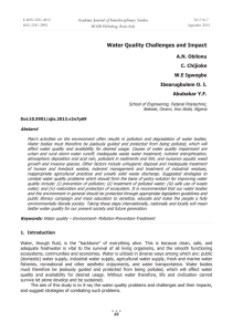 Water Quality Challenges and Impact Academic Journal of Interdisciplinary Studies A.N. Obilonu