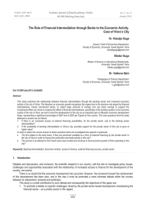 The Role of Financial Intermediation through Banks to the Economic... Case of Vlora’s City Academic Journal of Interdisciplinary Studies Dr. Klaudja Guga