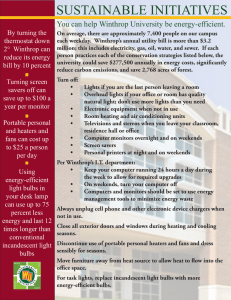 SUSTAINABLE INITIATIVES You can help Winthrop University be energy-efficient. By turning the